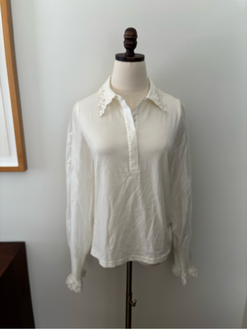 ME+EM Cream Lace-Trim Top